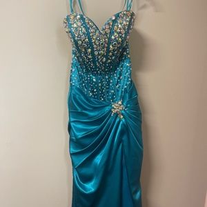 Long turquoise formal dress
